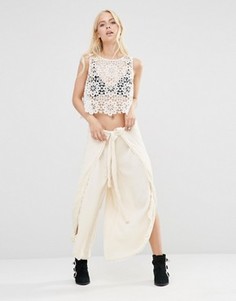 Брюки с разрезами Free People Poppy Petal - Кремовый