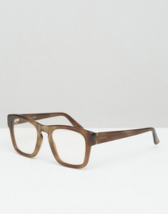 Квадратные очки с прозрачными стеклами Gucci - Коричневый