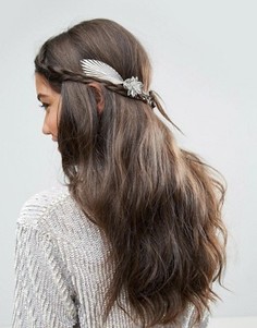 Украшение для волос с объемными цветами и листьями ASOS - Серебряный