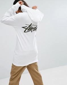 Свободная футболка с капюшоном и логотипом Stussy - Белый