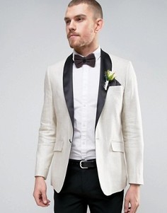 Узкий кремовый пиджак с шалевым атласным воротником Gianni Feraud Wedding - Золотой