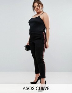 Брюки-сигареты с полосками сбоку ASOS CURVE - Черный