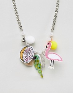 Оригинальное ожерелье с фламинго и фруктами ASOS - Мульти