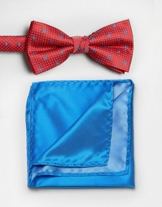 Красный галстук-бабочка и однотонный платок для нагрудного кармана Selected - Красный