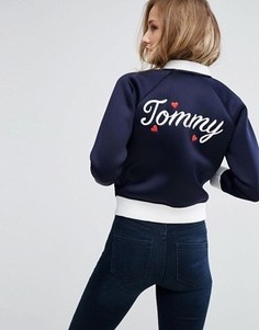 Бомбер с логотипом на спине Tommy Hilfiger - Темно-синий