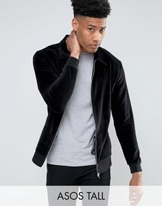 Велюровая трикотажная куртка Харрингтон ASOS TALL - Черный
