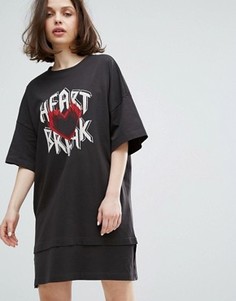 Платье-футболка Monki Heart Break - Черный