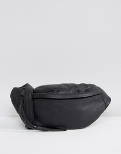 Кожаная сумка-кошелек на пояс Pieces - Черный