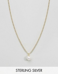 Ожерелье из позолоченного серебра с искусственным жемчугом ASOS - Золотой