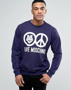 Свитшот с логотипом Love Moschino - Темно-синий