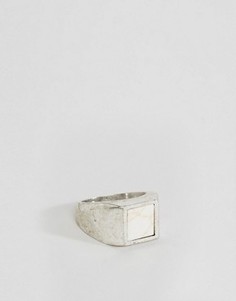 Серебристое кольцо-печатка с камнем ASOS - Коричневый