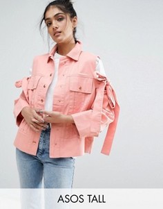 Куртка с вырезами и завязками на плечах ASOS TALL - Розовый