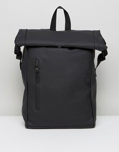 Прорезиненный рюкзак с отворотом сверху и отделением для ноутбука ASOS - Черный