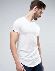 Длинная меланжевая хлопковая футболка с карманом Produkt - Белый