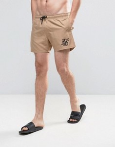 Светло-бежевые шорты для плавания в стиле ретро SikSilk - Stone