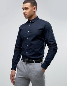 Темно-синяя эластичная узкая рубашка ASOS - Темно-синий