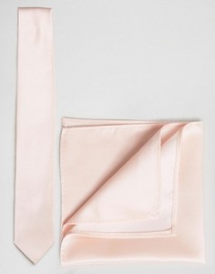 Галстук и платок-паше ASOS WEDDING - Розовый