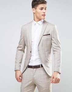 Зауженный пиджак в решетчатую клетку Selected Homme - Stone