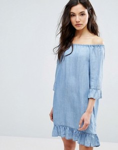 Джинсовое платье с открытыми плечами ONLY - Синий