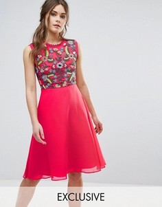 Приталенное платье 2 в 1 с вышивкой Frock And Frill - Красный