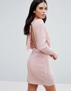 Плиссированное платье с запахом и длинными рукавами Love & Other Things - Розовый