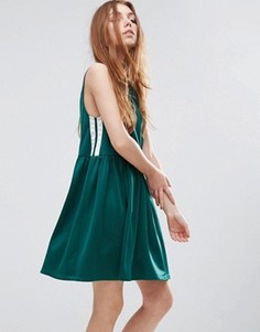 Свободное платье с отделкой в спортивном стиле ASOS - Зеленый