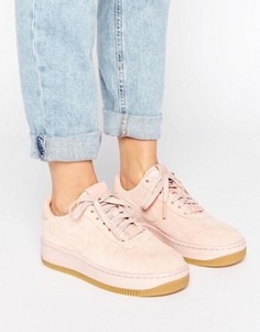 Розовые замшевые кроссовки премиум Nike Air Force 1 Upstep - Оранжевый