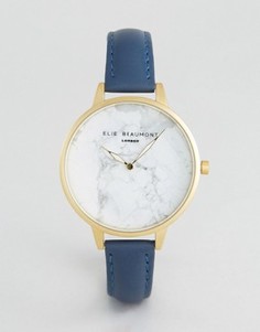Часы с синим ремешком и мраморным принтом на цифеблате Elie Beaumont - Темно-синий