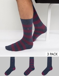 Набор из 3 пар носков в полоску Jack Wills Alandale - Красный