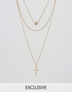 Ярусное ожерелье с крестиком Reclaimed Vintage Inspired - Золотой