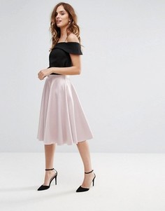 Атласная юбка миди Closet - Розовый