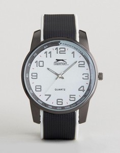 Черно-серебристые часы с силиконовым ремешком Slazenger - Черный