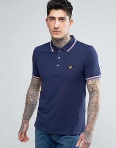 Футболка-поло с контрастной отделкой Lyle & Scott - Темно-синий