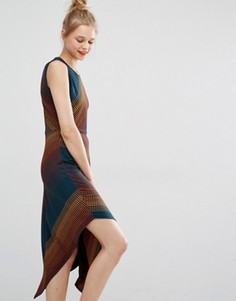 Асимметричное платье миди из жаккардовой ткани в горошек BCBG Max Azria - Мульти