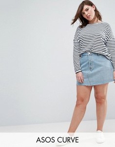 Голубая джинсовая мини-юбка ASOS CURVE - Синий