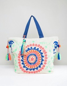Фестивальная сумка из джута с цветочной вышивкой America & Beyond - Мульти