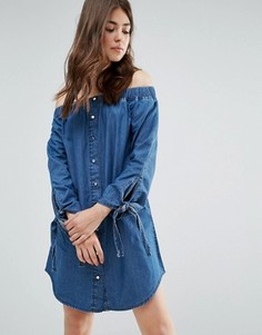 Джинсовое платье с открытыми плечами Parisian - Синий