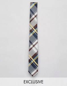 Узкий галстук в клетку Reclaimed Vintage Inspired - Синий