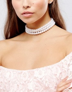 Массивное ожерелье‑чокер с искусственным жемчугом ASOS - Кремовый
