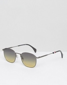 Серебристые круглые солнцезащитные очки Tommy Hilfiger - Серебряный