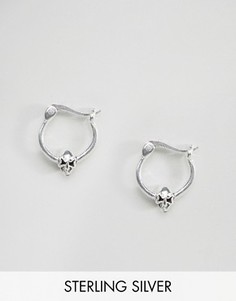 Серебряные серьги-кольца с миниатюрными черепами 10мм ASOS - Серебряный