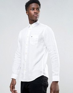 Льняная рубашка с длинными рукавами Selected - Белый