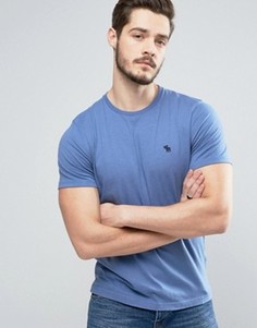 Синяя обтягивающая футболка с логотипом Abercrombie & Fitch - Синий