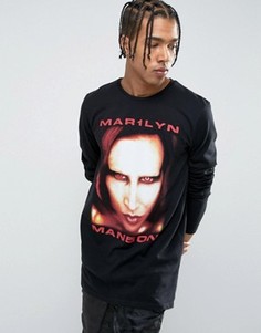 Длинная футболка с принтом Marilyn Manson New Look - Черный