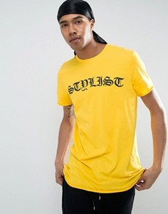 Удлиненная футболка с принтом New Look - Желтый
