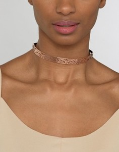 Ожерелье-чокер с вырезным узором Nylon Rose - Золотой