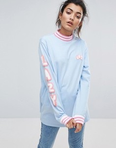 Лонгслив с буквами Lazy Oaf - Синий