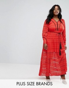 Кружевное платье макси Elvi - Красный