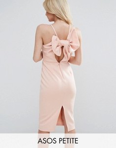 Платье-футляр миди с бантом на спине ASOS PETITE - Розовый
