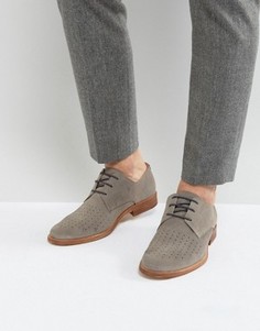 Замшевые перфорированные туфли на шнуровке Zign - Серый